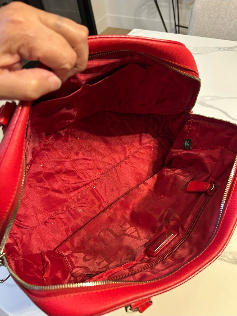 Furla Elena Satchel Saffiano Bright Red Leather Dome Satchel Top Handles READ - Picture 11 of 16